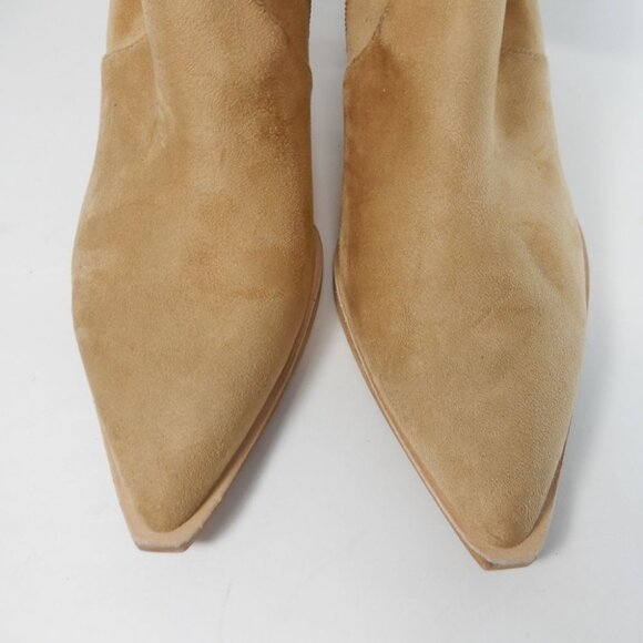 Dolce Vita Azalea Pointed Toe Bootie Sock Boots 9 Camel Tan Stretch Faux Suede - Picture 9 of 14